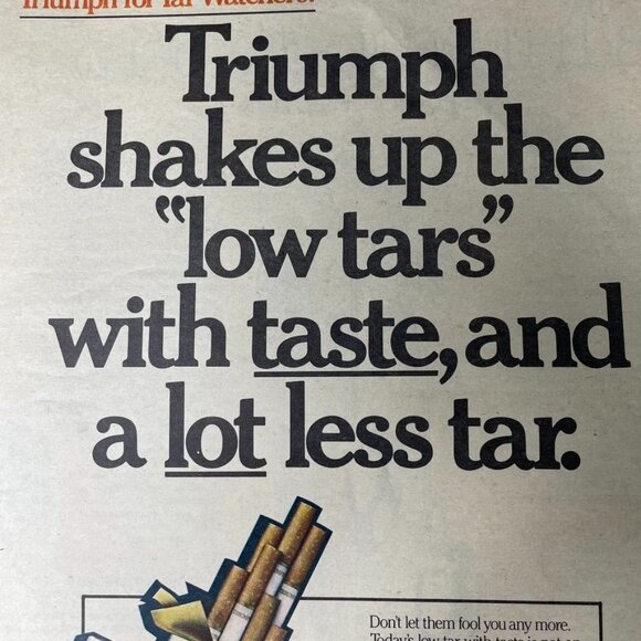 Vintage 1980 Triumph Cigarettes Ad Print Full Page Original Vintage u - Picture 2 of 6